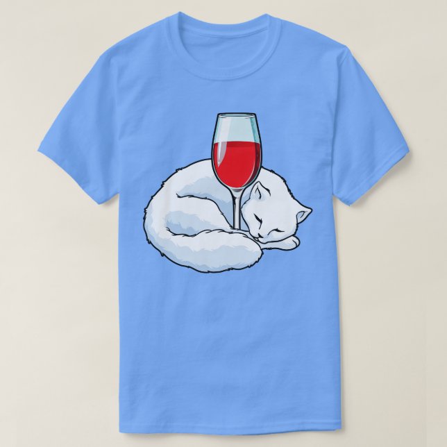 Cat with Glass of Red wine 1 T-Shirt (Design Front)