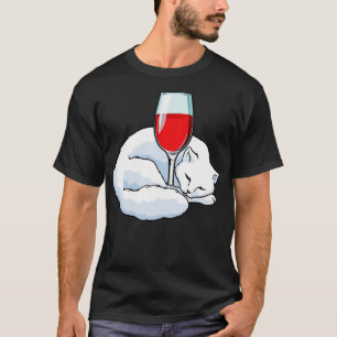 Cat With Glass Of Red Wine  T-Shirt