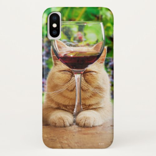 Cat With Glass of Wine iPhone X Case