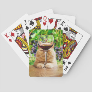 Cat With Glass of Wine Poker Cards