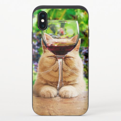 Cat With Glass of Wine iPhone X Slider Case