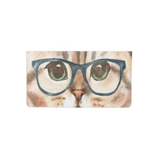 Cat With Glasses Checkbook Cover