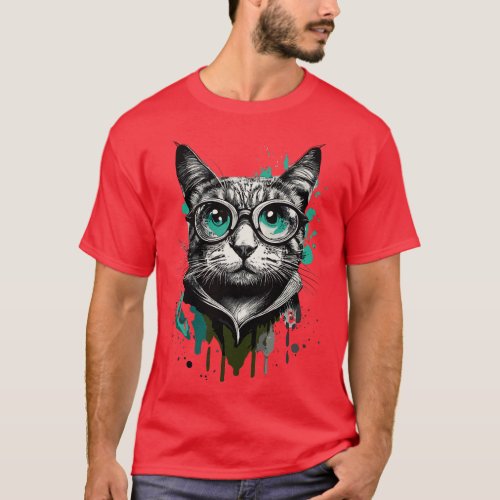Cat with glasses Cool Cat with sunglasses T_Shirt