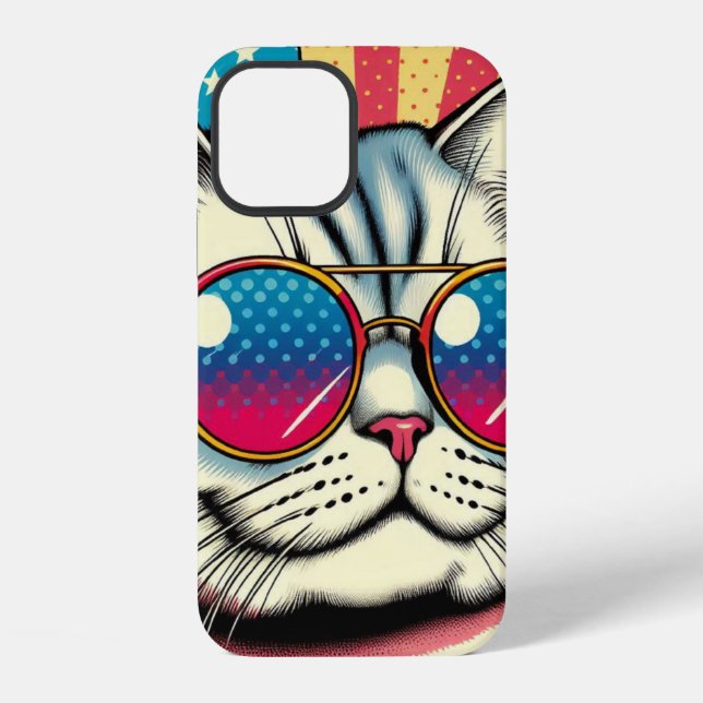Cat with glasses iphone case (Back)