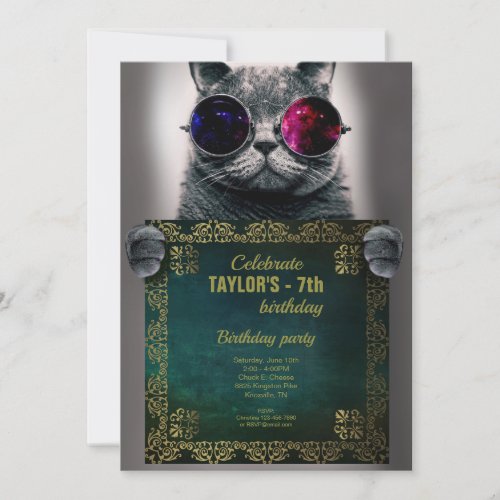 Cat with Glasses Party Invitation