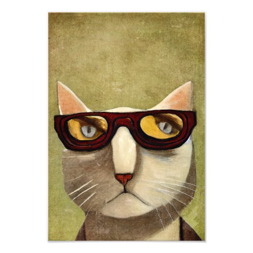 Cat With Glasses Photo For Decoupage or Wall Art