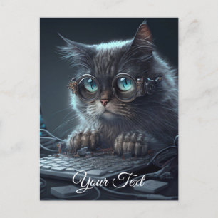 Cat with glasses. postcard