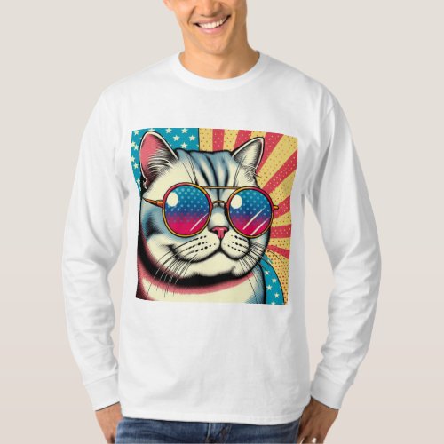 Cat with glasses T_Shirt