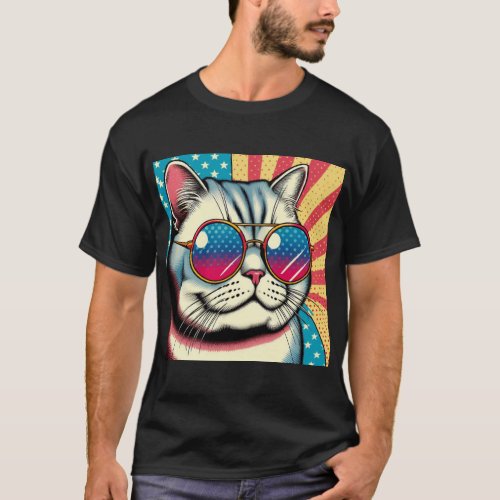 Cat with glasses T_Shirt