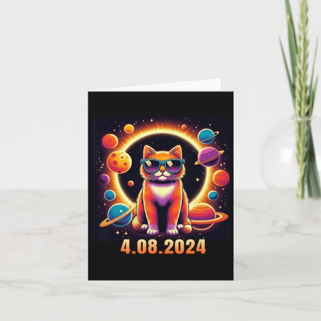 Cat With Gles Solar Eclipse  Card (Front)