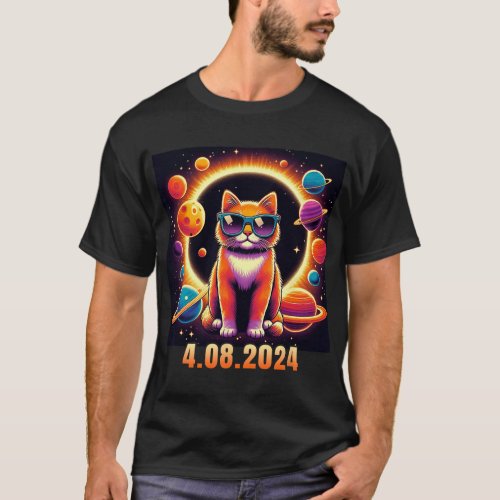 Cat With Gles Solar Eclipse  T_Shirt