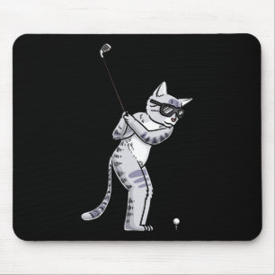 Cat With Golf Club Golfing Golf Player Golfer Mouse Pad