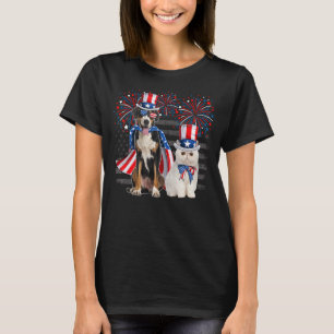 Cat With Greater Swiss Mountain Sunglasses America T-Shirt