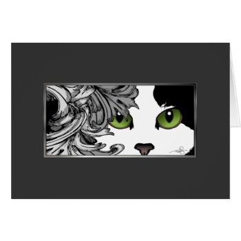Cat With Green Eyes Greeting Card by ArtDivination at Zazzle