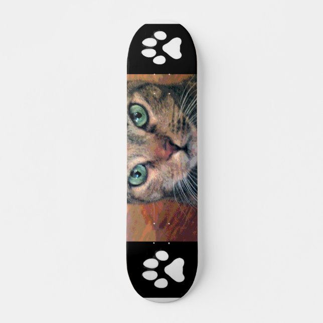 Cat with Green Eyes Skateboard Deck (Front)