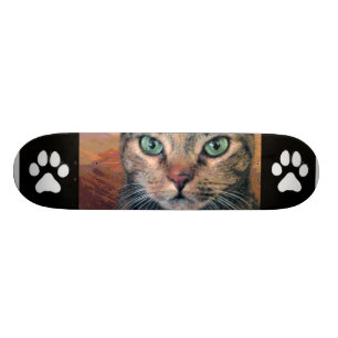 Cat with Green Eyes Skateboard Deck