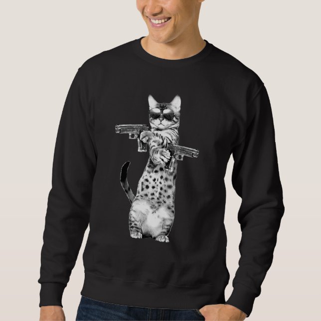 Cat With Guns Cats Sweatshirt (Front)