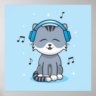 DJ Cat with music notes Sticker for Sale by Aneta Kmieć