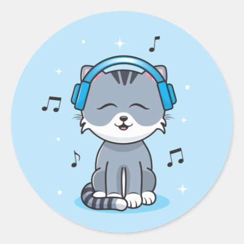 Cat with Headphones  Stickers