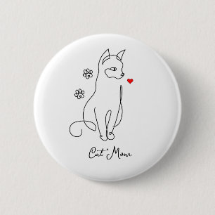 Cat With Heart Badge Button