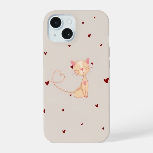 Cat with hearts iphone case (Back)