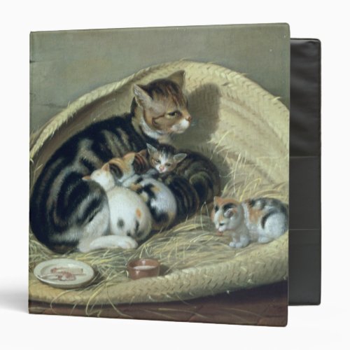 Cat with Her Kittens in a Basket 1797 3 Ring Binder