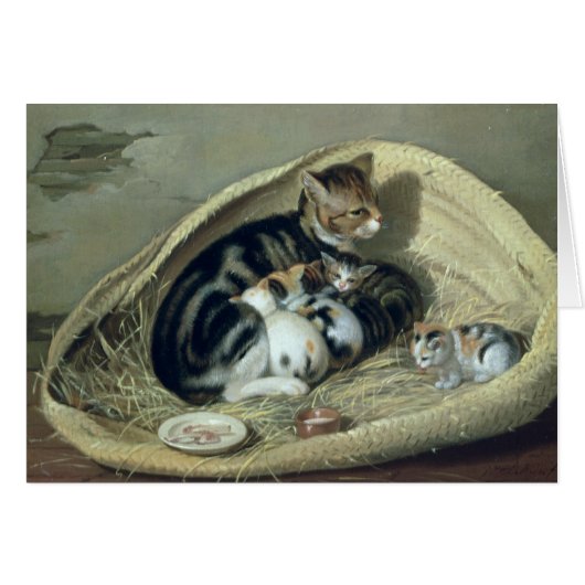 Cat with Her Kittens in a Basket, 1797 Cards (Front Horizontal)