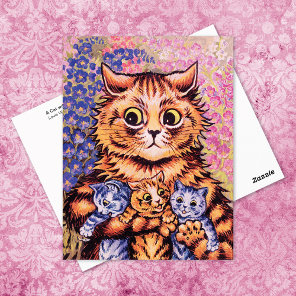Cat with Her Kittens Louis Wain Postcard