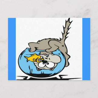 Cat with his head stuck in a fishbowl postcard