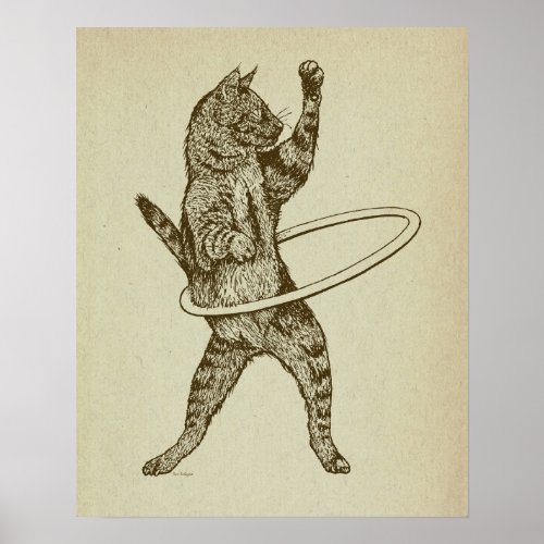 Cat with Hula Hoop Poster