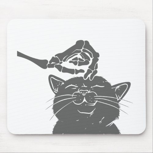 Cat with human skeleton hand _ Choose back color Mouse Pad