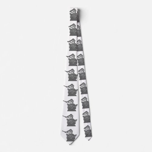 Cat with human skeleton hand _ Choose back color Neck Tie