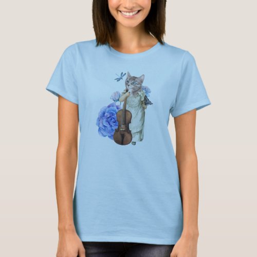 cat with kaman and flower tshirt 