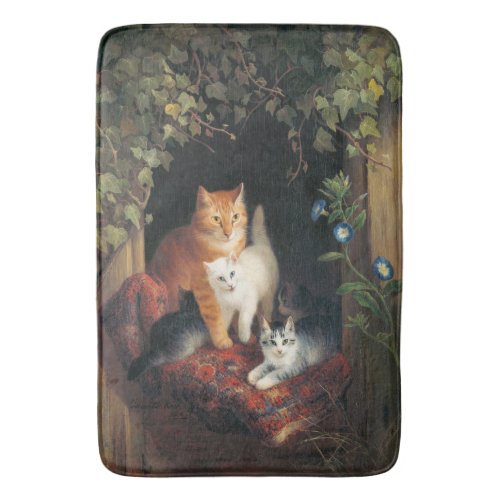 Cat With Kittens Animal Art Bath Mat