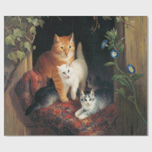 Cat With Kittens (Cute Cats) Wrapping Paper