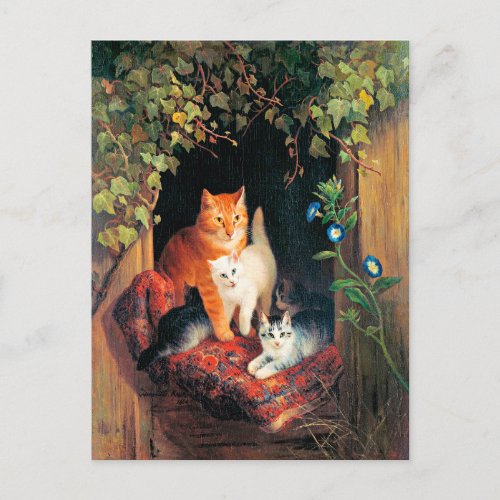 Cat with Kittens fine art painting Postcard