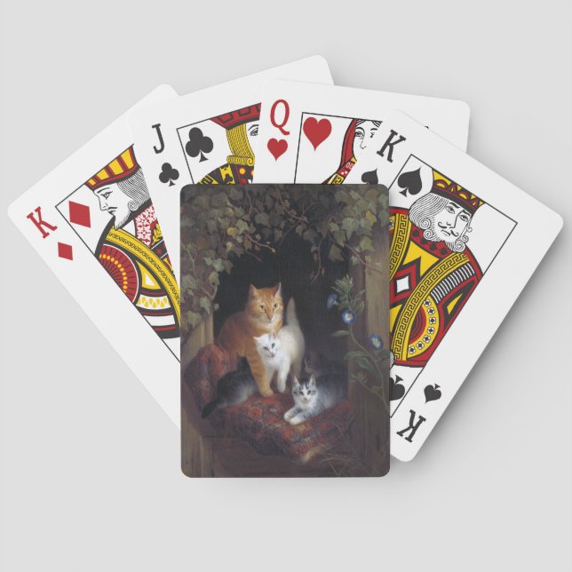 Cat with Kittens Henriette Knip 1844 Poker Cards (Back)