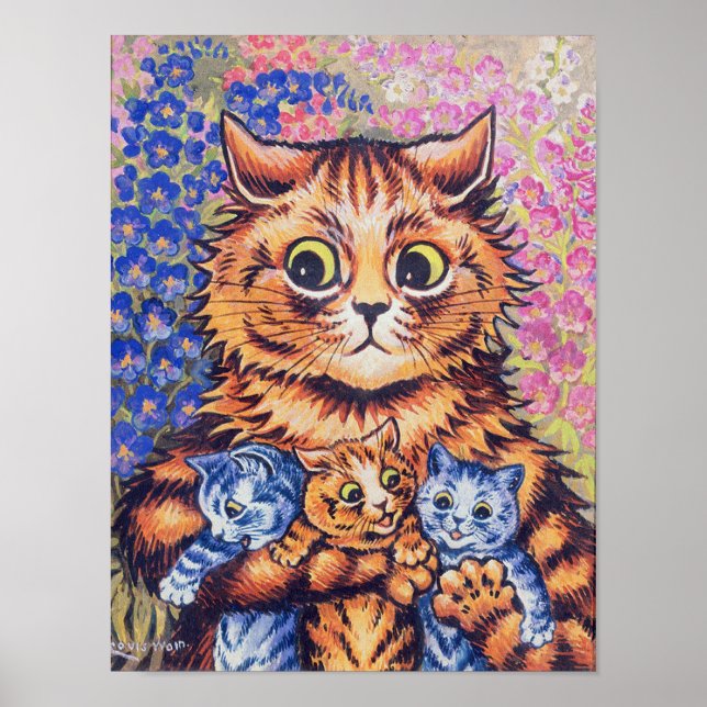 Cat with Kittens, Louis Wain Poster (Front)