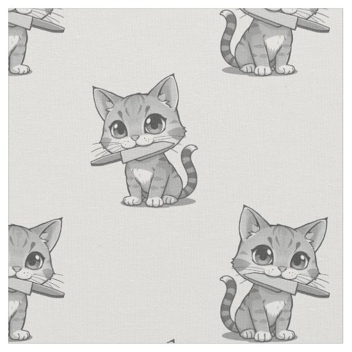cat with knife fabric