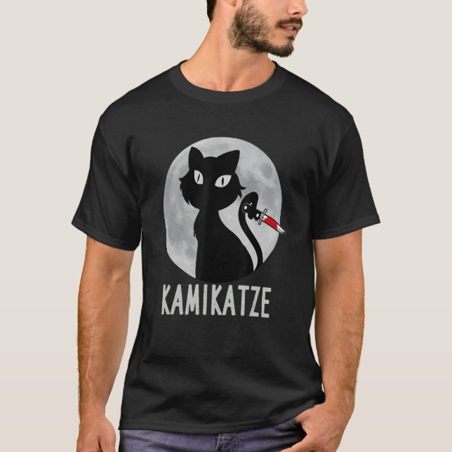 Cat with Knife Moon Cat Cami Cat T-Shirt (Front)