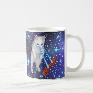 Cat With Laser Eyes Cooking Bacon In Space Coffee Mug