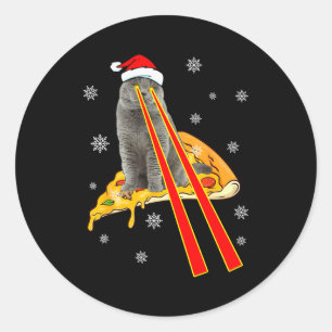 Cat With Laser Eyes Funny Zza Cat Christmas Classic Round Sticker