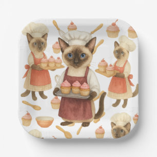 Cat with lots of cupcake for cat party paper plates