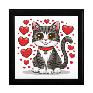 Cat with Love Symbols Clipart-85245 Gift Box
