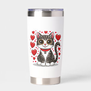 Cat with Love Symbols Clipart-85245 Insulated Tumbler