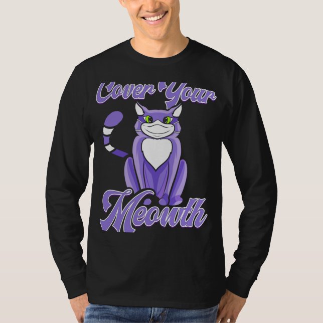 Cat with Mask  Mouth Guard Cat Face Mask T-Shirt (Front)