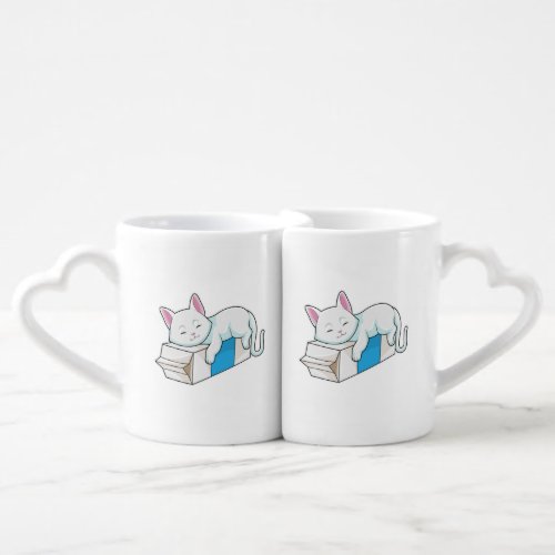 Cat with Milk Coffee Mug Set