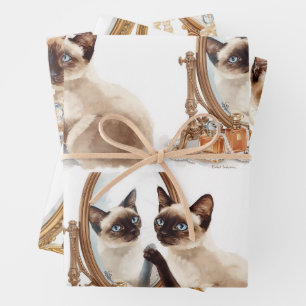 Cat with mirror  wrapping paper sheets
