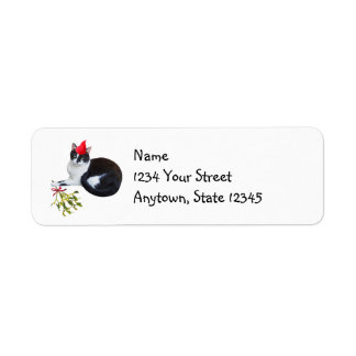 Cat with Mistletoe Return Address Labels