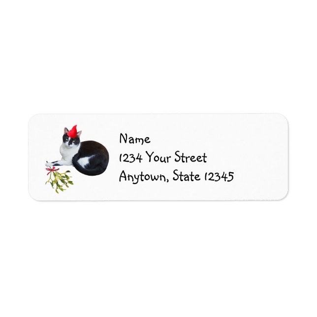 Cat with Mistletoe Return Address Labels (Front)